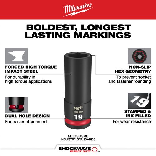 Main product image of 8 Piece SHOCKWAVE Impact Duty 3/4" Drive Metric Deep 6 Point Socket Set, 49-66-7020