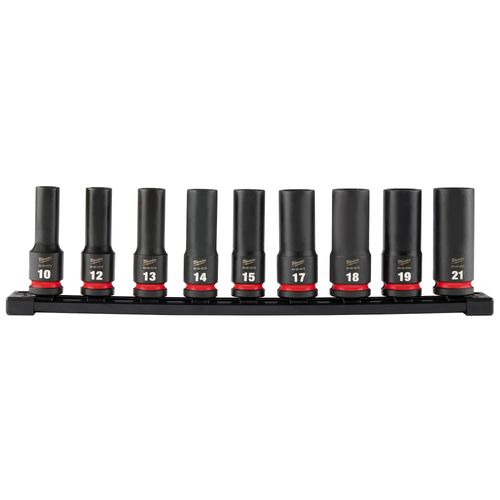 Main product image of 9 Piece SHOCKWAVE Impact Duty 1/2" Drive Metric Deep 6 Point Socket Set, 49-66-7032