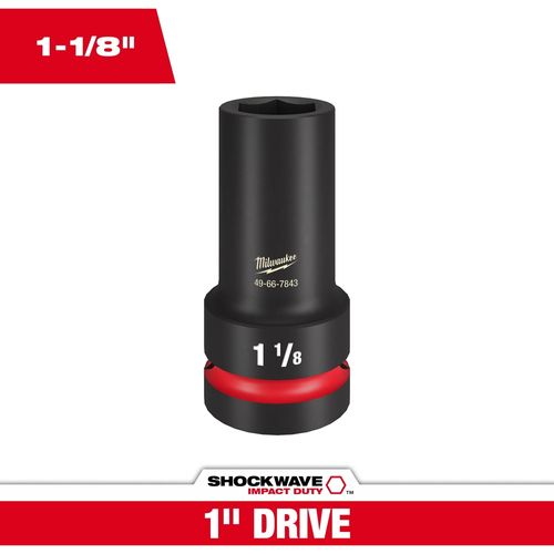 Main product image of SHOCKWAVE Impact Duty 1" Drive 1-1/8" Thin Wall Extra Deep 6 Point Socket, 49-66-7843