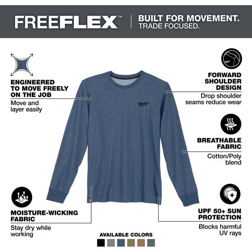 Main product image of FREEFLEX Hybrid Work Tee - Long Sleeve (XL) 604BL-XL