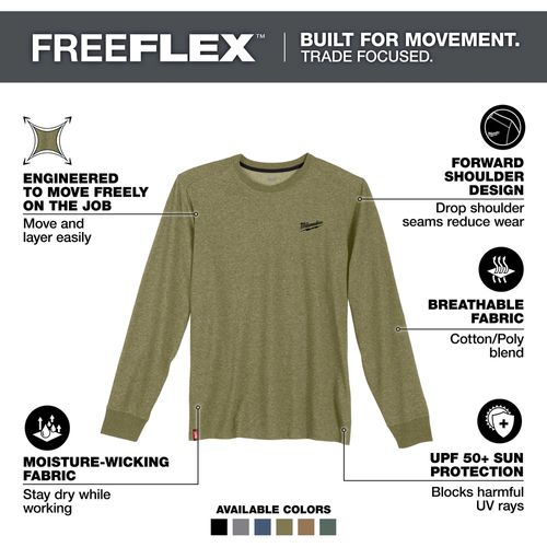 Main product image of FREEFLEX Hybrid Work Tee - Long Sleeve (2XL) 604GN-2X