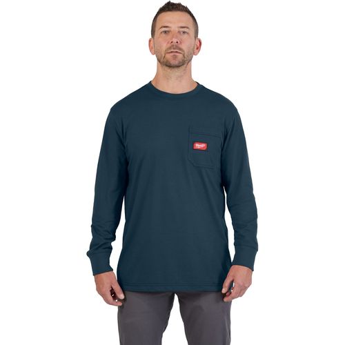 Main product image of GRIDIRON Pocket T-Shirt - Long Sleeve Blue (Small) 606BL-S