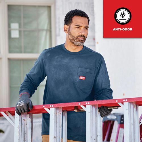 Main product image of GRIDIRON Pocket T-Shirt - Long Sleeve Blue (Small) 606BL-S