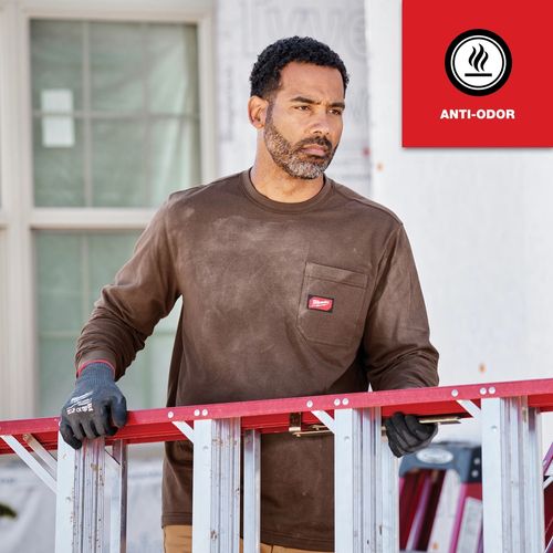Main product image of GRIDIRON Pocket T-Shirt - Long Sleeve Brown (XL) 606BR-XL