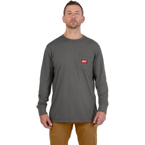Main product image of GRIDIRON Pocket T-Shirt - Long Sleeve Gray (3XL) 606G-3X