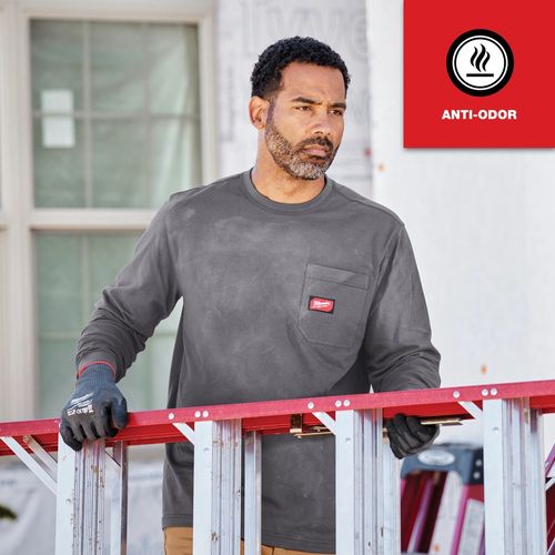 Main product image of GRIDIRON Pocket T-Shirt - Long Sleeve Gray (3XL) 606G-3X