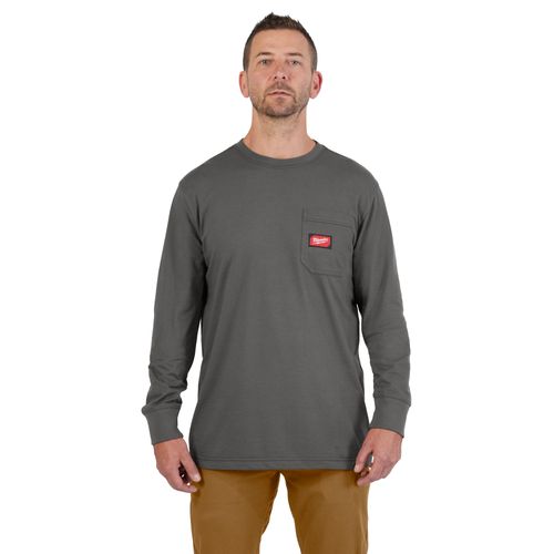Main product image of Gray GRIDIRON Pocket T-Shirt - Long Sleeve (XL), 606G-XL