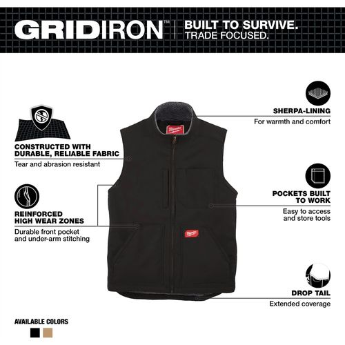 Main product image of GRIDIRON Sherpa-Lined Vest - Black (3XL) 801B-3X