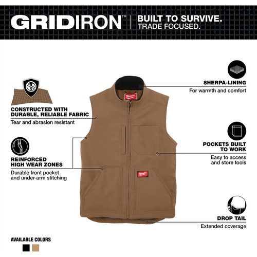 Main product image of GRIDIRON Sherpa-Lined Vest - Brown (Small) 801BR-S