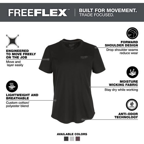 Main product image of Women's FREEFLEX Hybrid Tee - Short Sleeve Black (2XL) F452B-2X