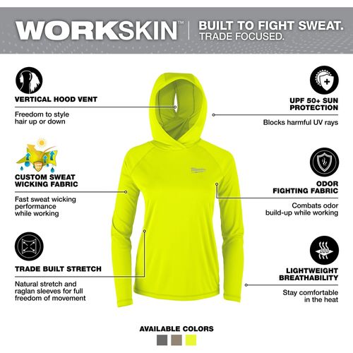 Main product image of Women's WORKSKIN Hooded Sun Shirt - Yellow (Large) F550Y-L