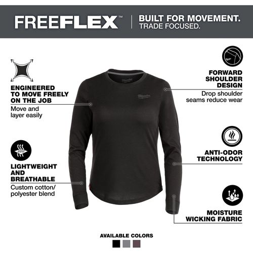 Main product image of Women's FREEFLEX Hybrid Tee - Long Sleeve Black (Medium) F552B-M