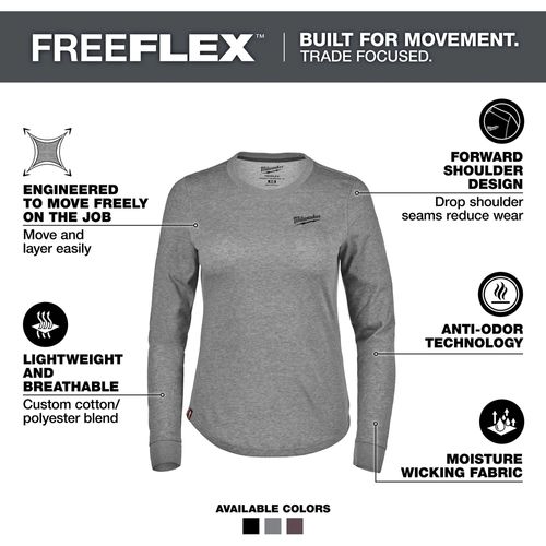 Main product image of Women's FREEFLEX Hybrid Tee - Long Sleeve Gray (2XL) F552G-2X