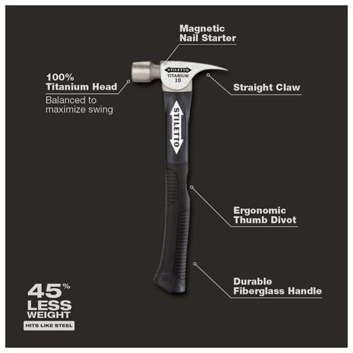 Main product image of STILETTO 10oz Smooth/Curved Fiberglass Hammer, FH10C-F