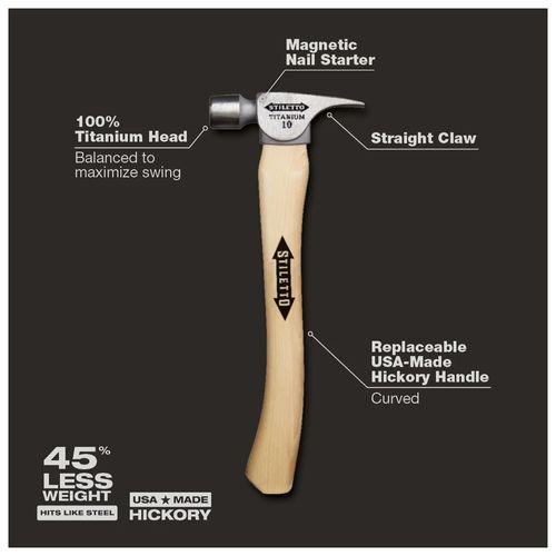 Main product image of STILETTO 10oz Smooth/Curved Hickory Hammer, FH10C