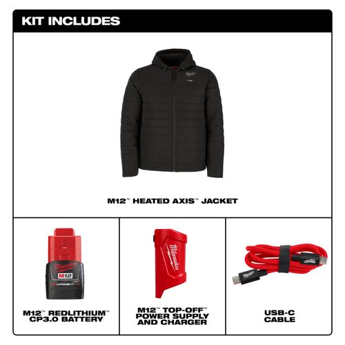 Main product image of M12 Black Heated AXIS Jacket (Medium), M102B-21M