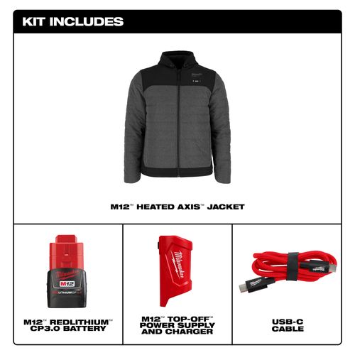Main product image of M12 Gray Heated AXIS Jacket (Medium), M102G-21M
