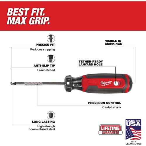 Main product image of #1 Square 8" Cushion Grip Screwdriver (USA), MT227
