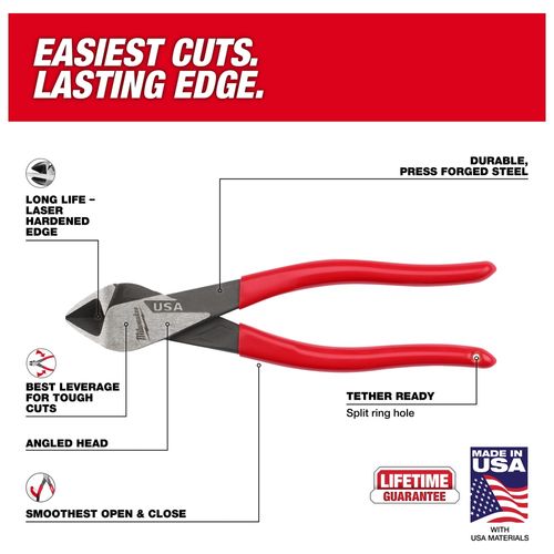 Main product image of 8" Angled Head Diagonal Dipped Grip Cutting Pliers (USA), MT508A