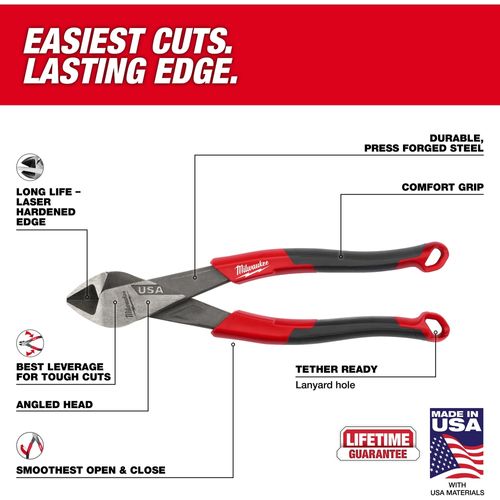Main product image of 8" Angled Head Diagonal Comfort Grip Cutting Pliers (USA), MT558A