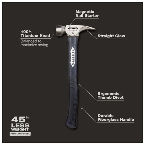 Main product image of STILETTO 12oz Milled/Curved Fiberglass Hammer, TI12MC-F