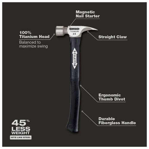 Main product image of STILETTO 14oz Milled/Curved Fiberglass Hammer, TI14MC-F