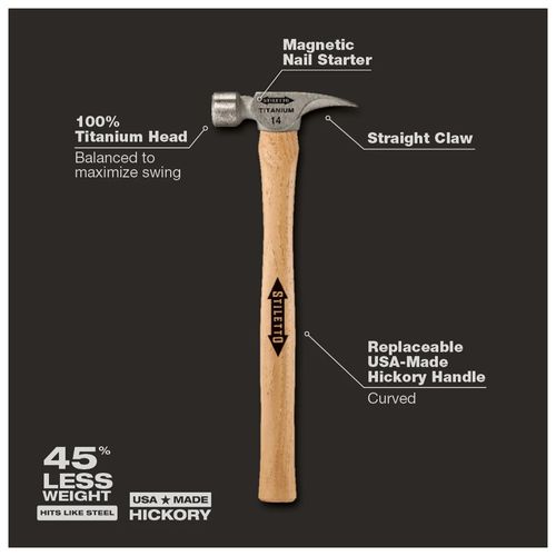 Main product image of STILETTO 14oz Smooth/Straight Hickory Hammer, TI14SS