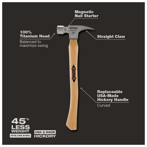 Main product image of STILETTO 16oz Smooth/Curved Hickory Hammer, TI16SC