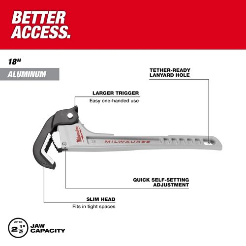 Main product image of 18" Aluminum Self-Adjusting Pipe Wrench