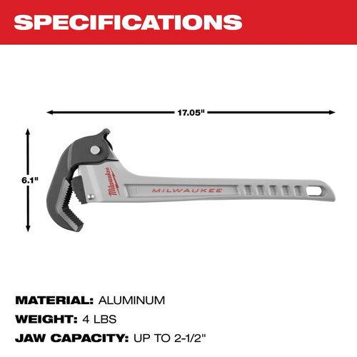 Main product image of 18" Aluminum Self-Adjusting Pipe Wrench