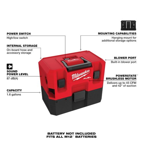 Main product image of M12 FUEL 1.6 Gallon Wet/Dry Vacuum