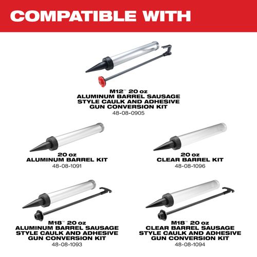 Main product image of M12 20 oz. Aluminum Barrel Sausage Style Caulk and Adhesive Gun Kit