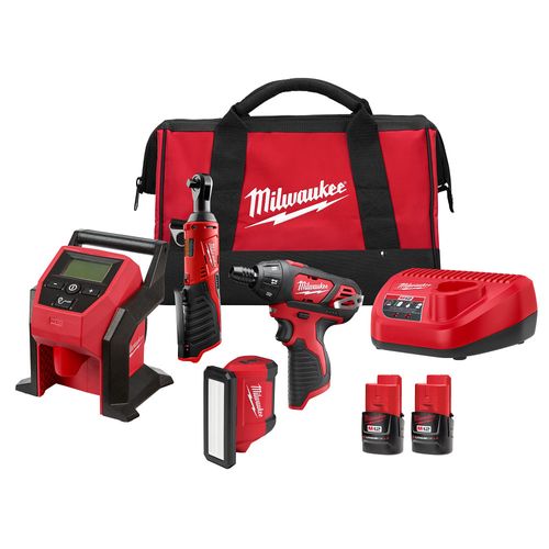 Main product image of M12 Screwdriver, Flood Light, Inflater, Rachet Kit