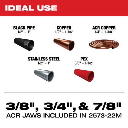 Main product image of M12 Force Logic Press Tool Kit w/ ONE-KEY & 3/8", 3/4" & 7/8" Streamline ACR Jaws, 2573-22M