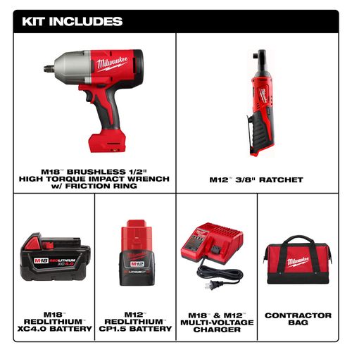 Main product image of M18 Brushless 1/2" HTIW & M12 3/8" Ratchet Kit