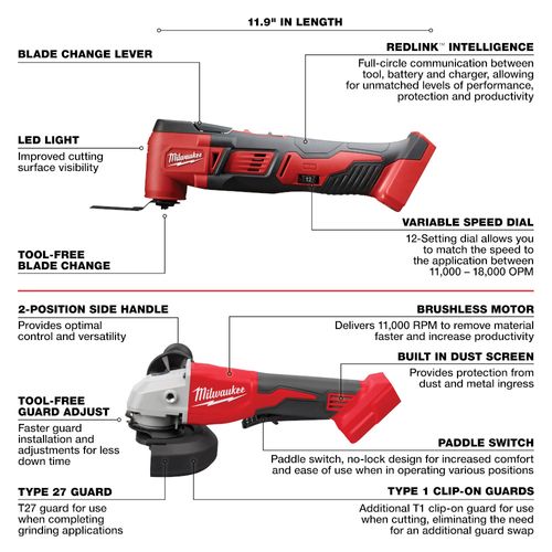 Main product image of M18 Drill/Driver, Impact Driver, Impact Wrench, Circ Saw, Angle Drill, Grinder, Light, HACKZALL Saw Kit