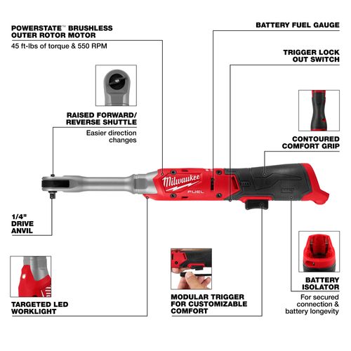 Main product image of M12 FUEL 1/4" Extended Reach Ratchet (Tool Only), 3058-20