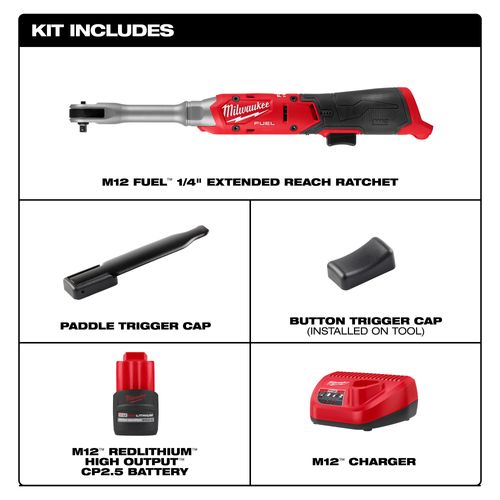 Main product image of M12 FUEL 1/4" Extended Reach Ratchet Kit, 3058-21
