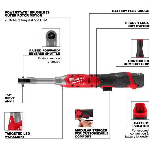 Main product image of M12 FUEL 1/4" Extended Reach Ratchet Kit, 3058-21