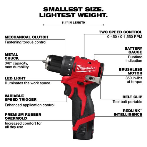 Main product image of M12 Subcompact Brushless 3/8" Drill/Driver Kit