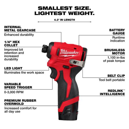Main product image of M12 Subcompact Brushless 1/4" Hex Impact Driver Kit