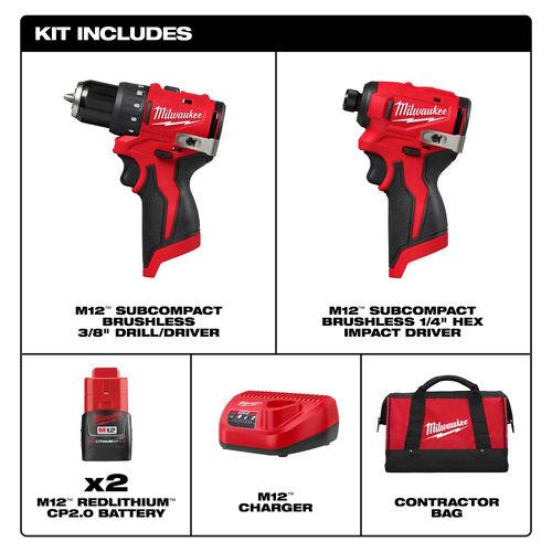 Main product image of M12 Subcompact Brushless Drill/Driver, Impact Driver Kit