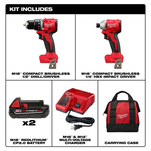Main product image of M18 Compact Brushless Drill/Driver, Impact Driver Kit