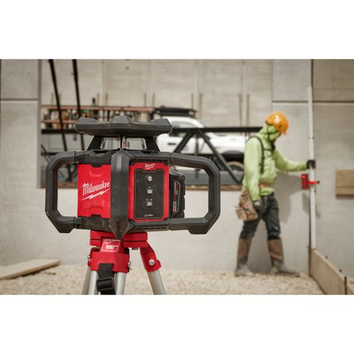 Main product image of M18 Red Exterior Rotary Laser Level Kit w/ Receiver, Tripod, & Grade Rod