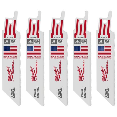 Main product image of 4" 24 TPI Thin Kerf SAWZALL Blades (5 Pack)