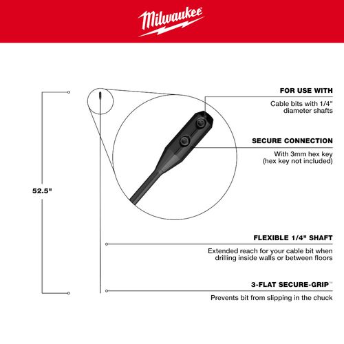 Main product image of 1/4" x 52.5" Flexible Cable Bit Extension