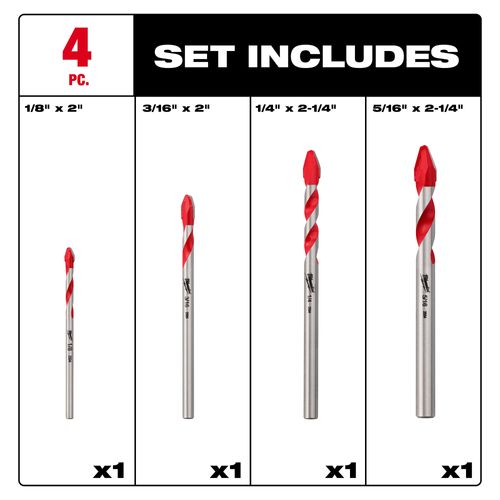 Main product image of 4 Piece Hard Tile and Glass Bit Set, 48-20-8788