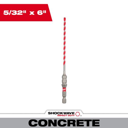 Main product image of 5/32" x 6" Shockwave Carbide Hammer Drill Bit for Concrete Screws