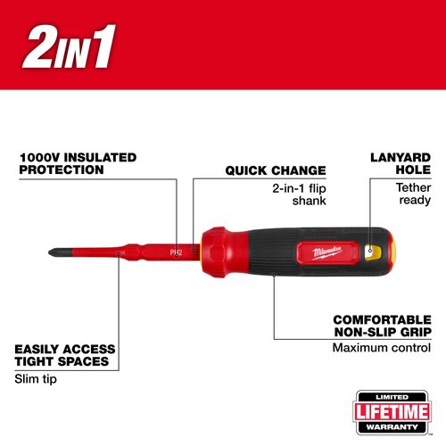 Main product image of 2-in-1 1000V Insulated Flip Shank Multi-Bit Screwdriver
