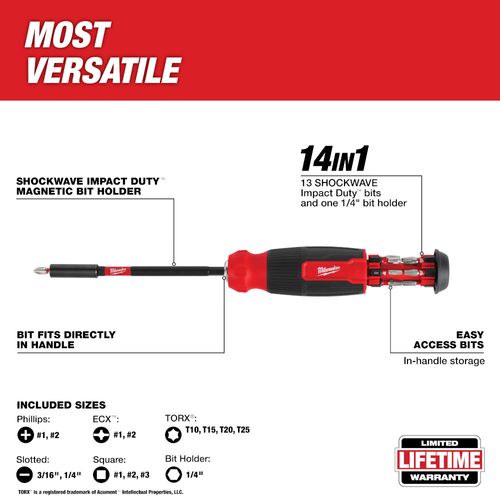 Main product image of 14-in-1 Multi-Bit Screwdriver W/ SHOCKWAVE Impact Duty Bits